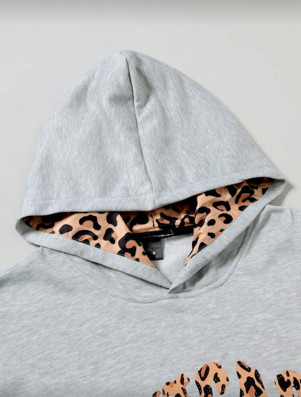 Men's Letter & Leopard Print Long Sleeve Hoodie And Sweatpants