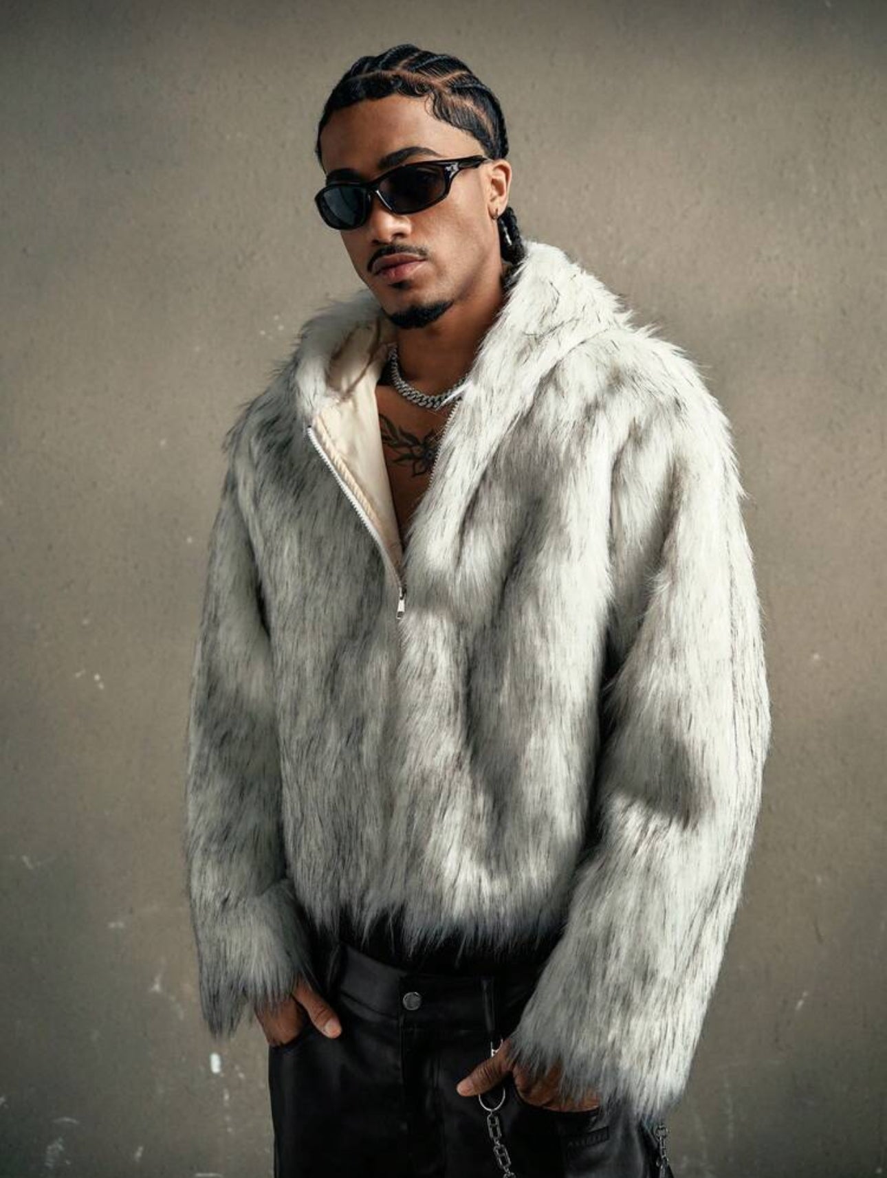 LUZA men''s fashionable cross embellished HOODED jacket, autumn/winter