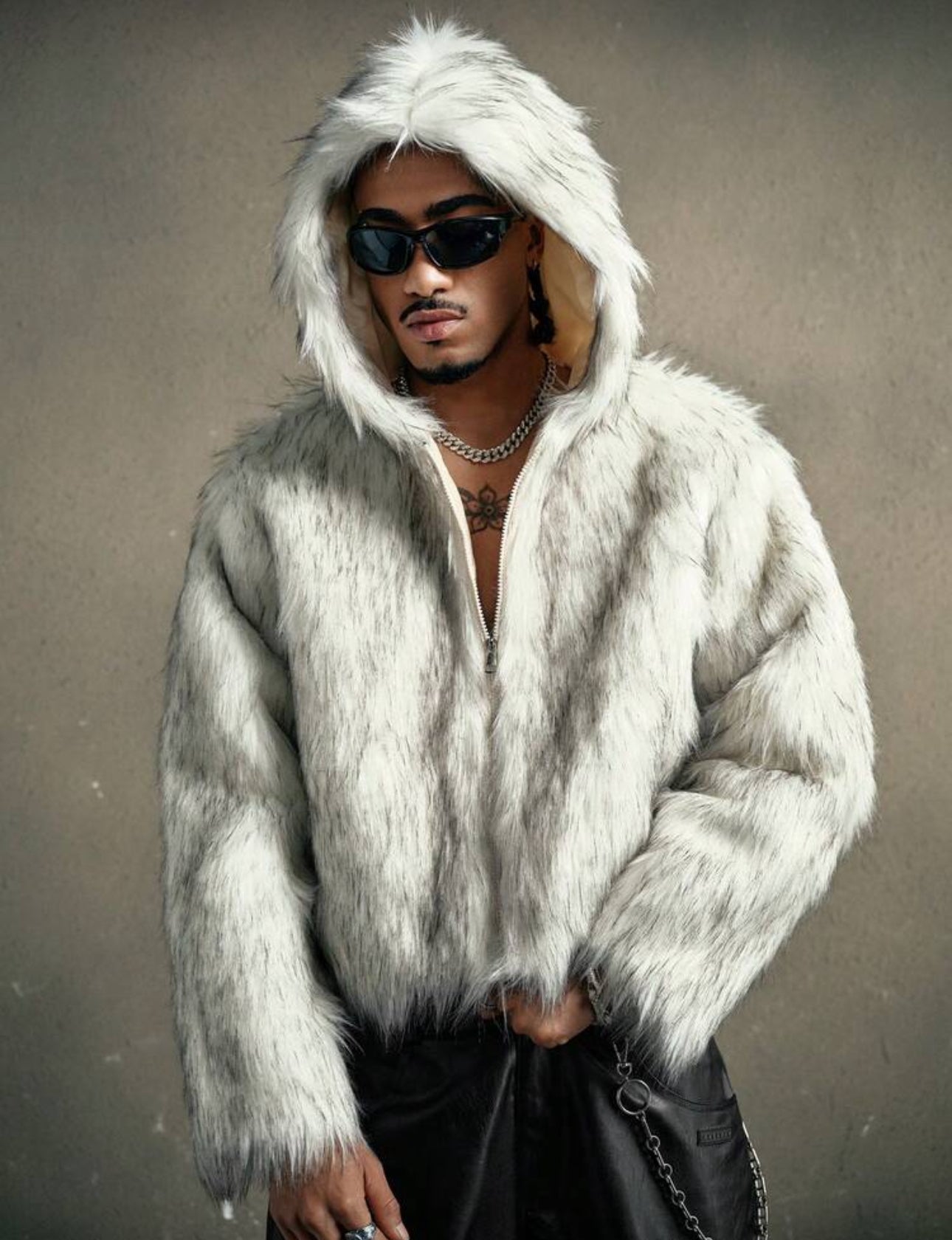 LUZA men''s fashionable cross embellished HOODED jacket, autumn/winter