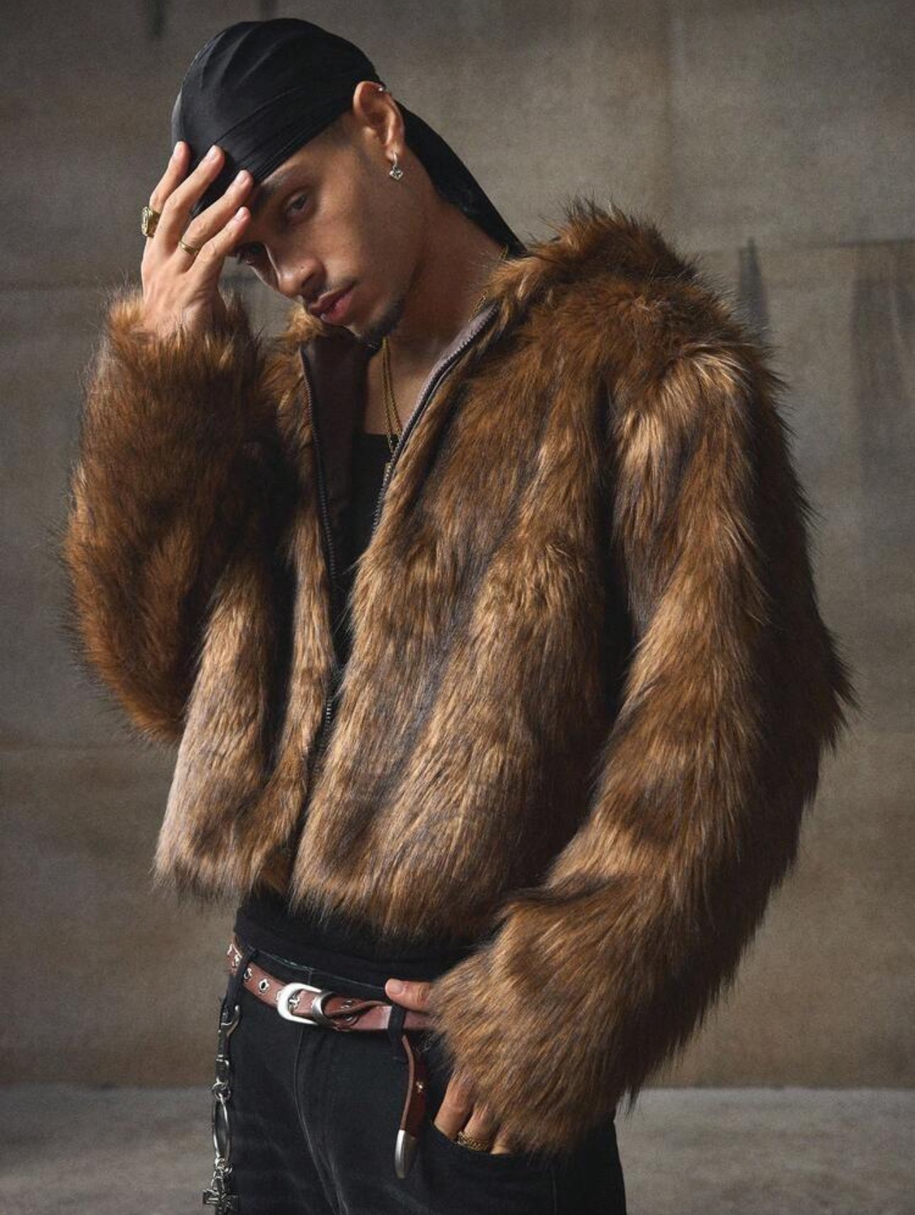 LUZA men''s fashionable cross embellished HOODED jacket, autumn/winter