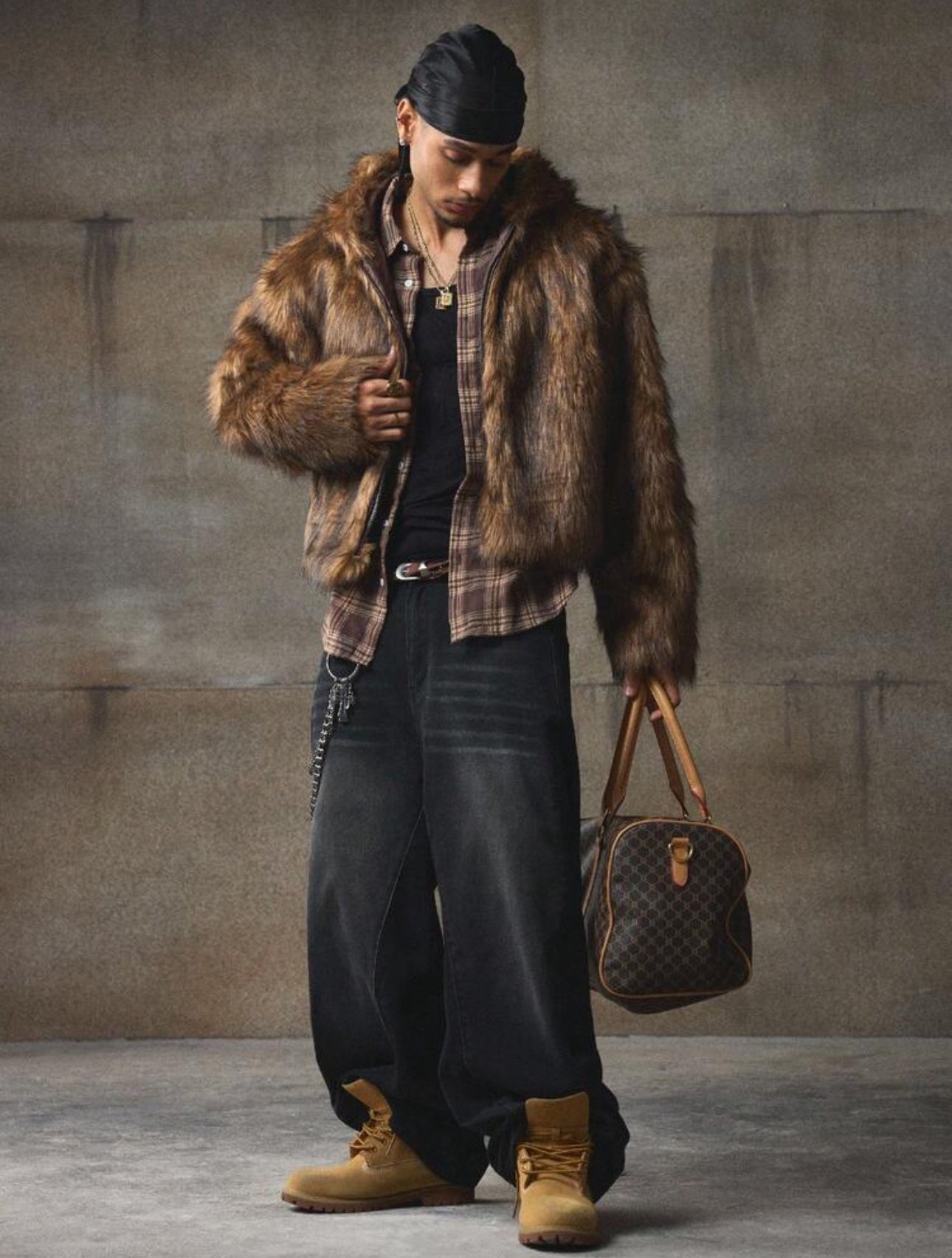 LUZA men''s fashionable cross embellished HOODED jacket, autumn/winter