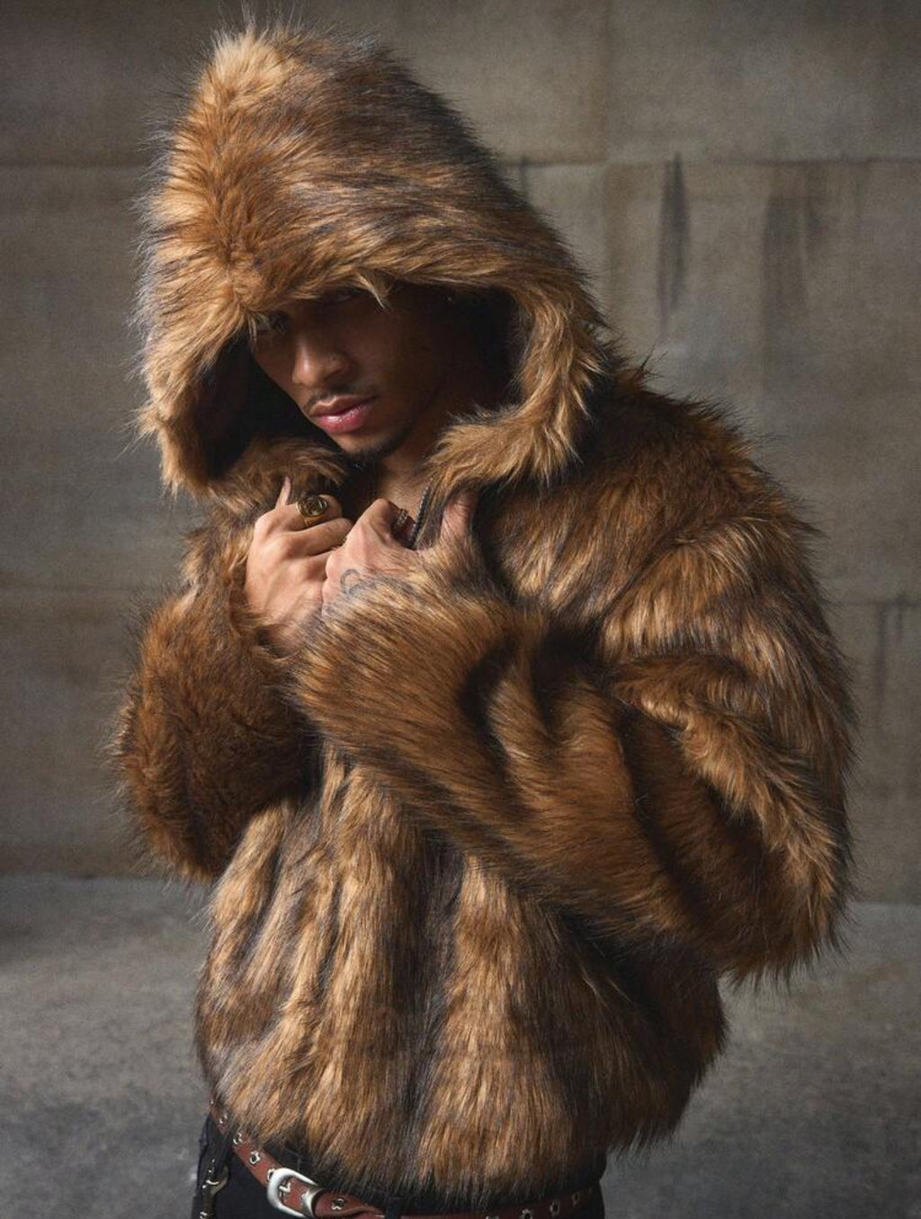 LUZA men''s fashionable cross embellished HOODED jacket, autumn/winter